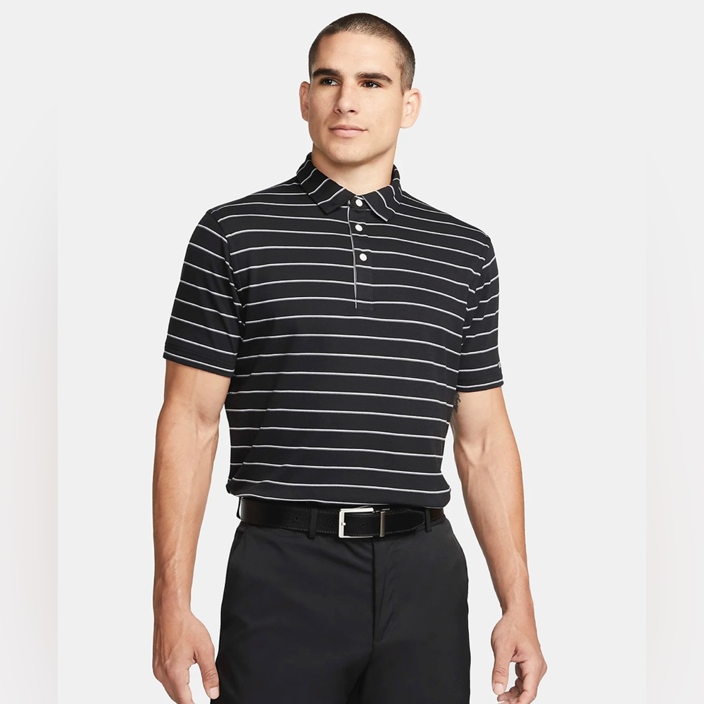 Nike - Dri-FIT Striped Black Golf Polo Shirt